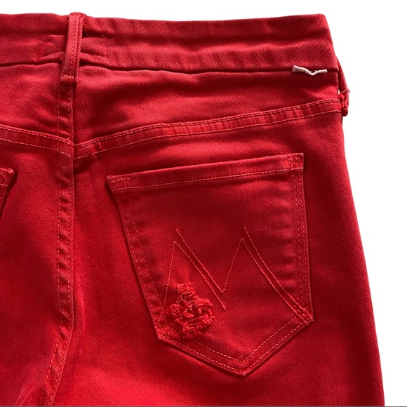 Mother USA Looker Ankle Fray Blowout Red Wash Denim Mid-Rise Raw Hem Jean 25x26 - Picture 14 of 15